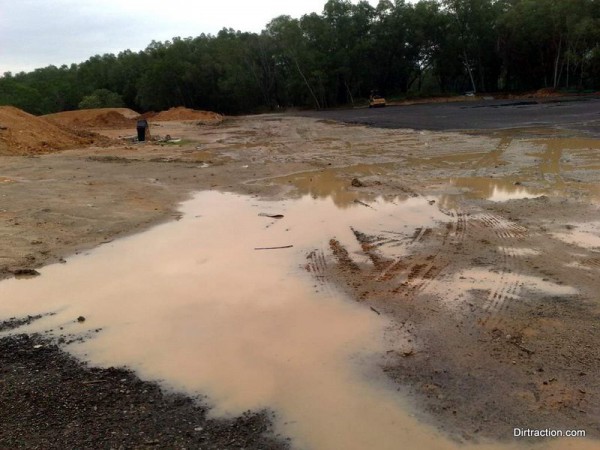 the start finish area before the asphalt is poured in. it's a river right now